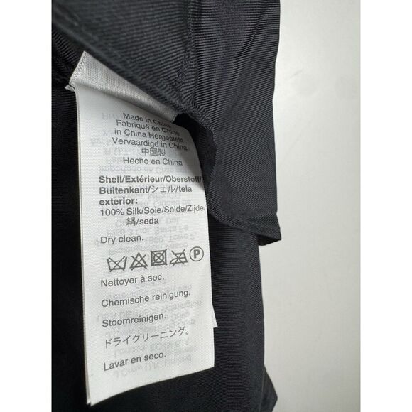 J Crew Collection Preppy Sz XS silk twill ruffle collar top Black-AU260 - Picture 4 of 7